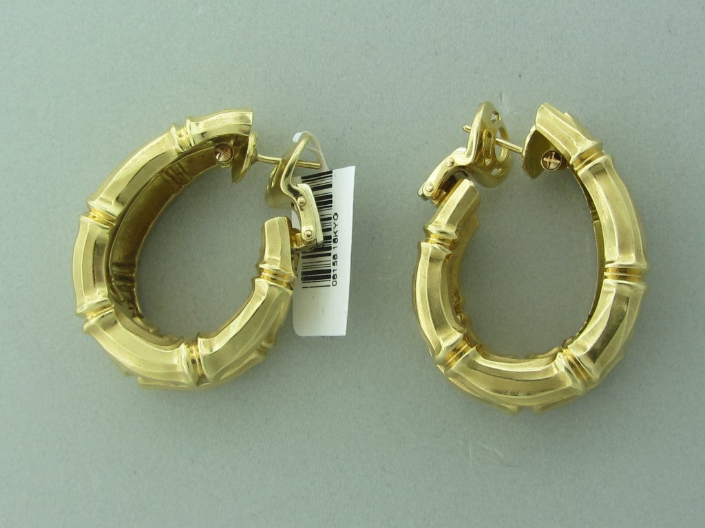 Women's CARTIER Gold Bamboo Large Hoop Earrings