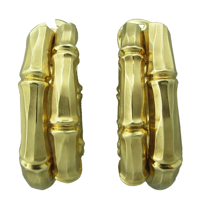 CARTIER Gold Bamboo Large Hoop Earrings