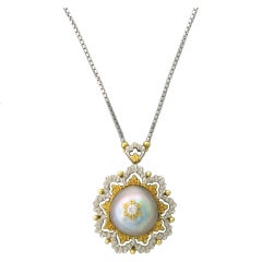Buccellati Gold Diamond Pearl Pendant Necklace 8
