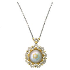 Buccellati Gold Diamond Pearl Pendant Necklace