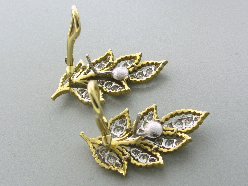 Women's Mario Buccellati Gold Diamond Leaf Earrings