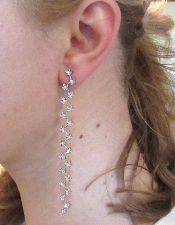 Women's Chanel Gold Diamond Star Motif  Drop Earrings