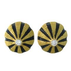 Tiffany 
Co Schlumberger Large Enamel Gold Diamond Earrings