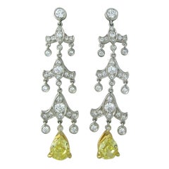 Tiffany & Co Platinum Fancy Intense Yellow Diamond Earrings