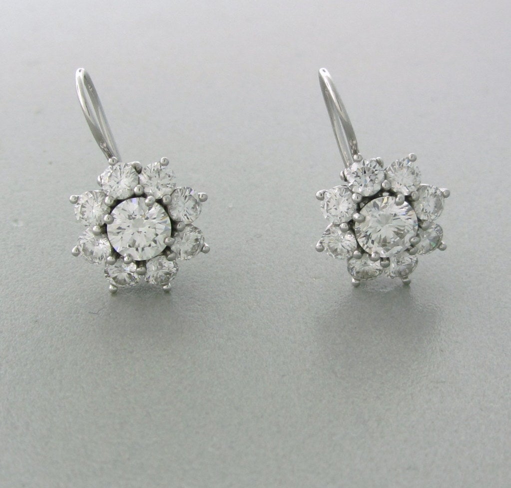 Platinum Gemstones/Diamonds:Diamonds - 3.50ctw Measurements:Earrings - 13.5mm In Diameter(Inch=25mm) Marked/Tested:HW, PT950 Clarity:VVS-VS Color:F-G Weight:6.6g