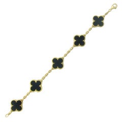 Van Cleef & Arpels Vintage Alhambra Gold Onyx Bracelet