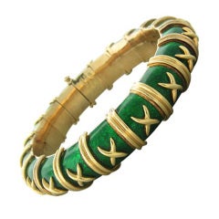 Tiffany & Co Schlumberger Classic Gold Enamel X Bracelet