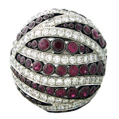 Asprey Gold Diamond Cocktail Ruby Ring 1