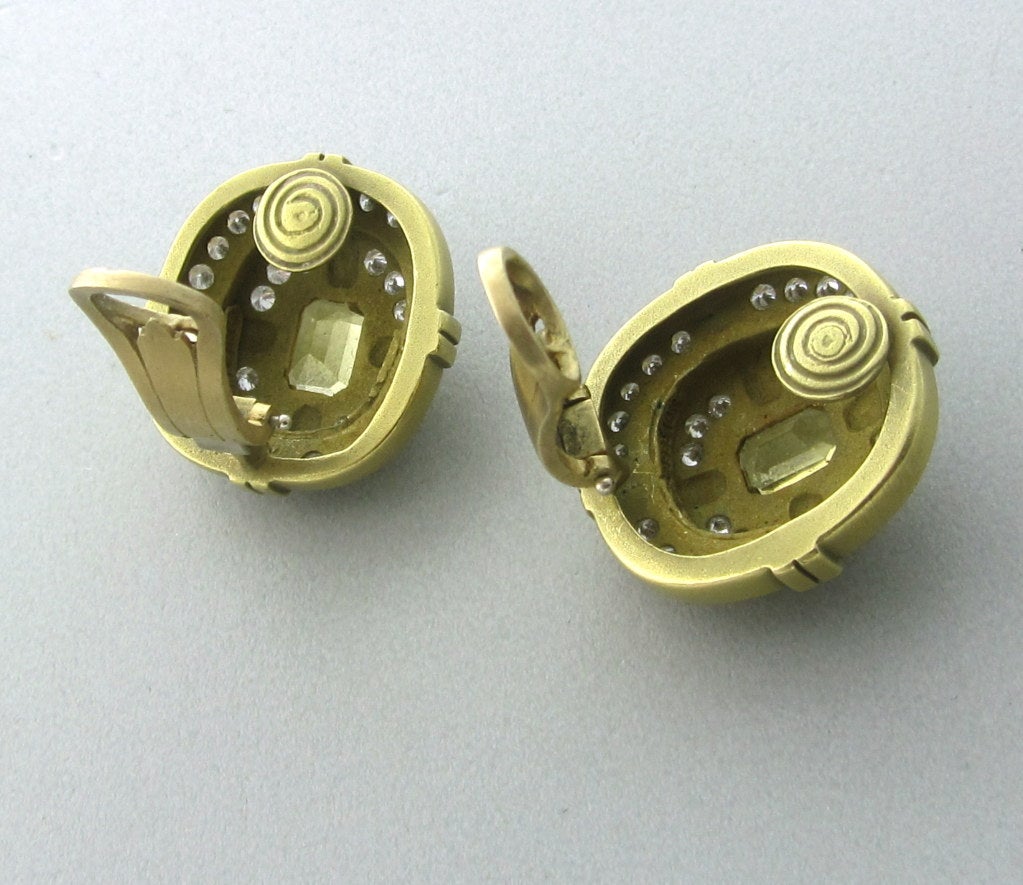Women's Kieselstein Cord Gold Citrine Diamond Earrings