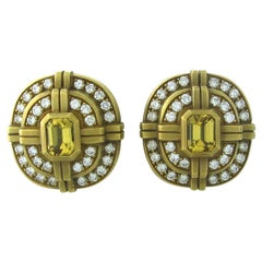 Kieselstein Cord Gold Citrine Diamond Earrings