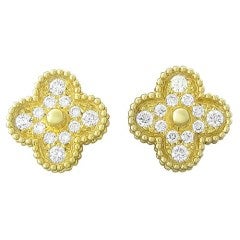 Van Cleef & Arpels Vintage Alhambra Gold Diamond Earrings