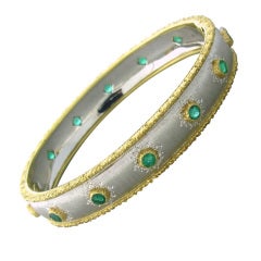 Buccellati Gold Emerald Bangle Bracelet