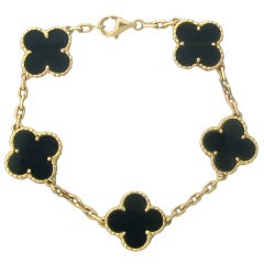 Van Cleef & Arpels Vintage Alhambra Gold Onyx Bracelet