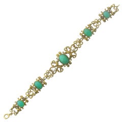 Art Nouveau Gold Pearl Chrysoprase Bracelet