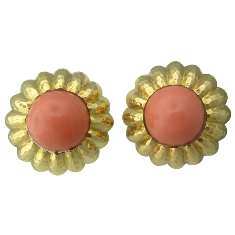 David Webb Gold Coral Earrings