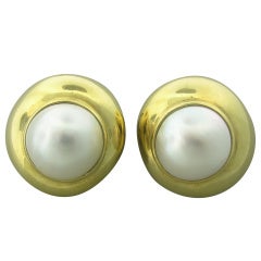 David Webb Gold Pearl Earrings