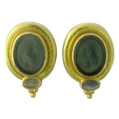 Elizabeth Locke Gold Moonstone Venetian Glass Earrings