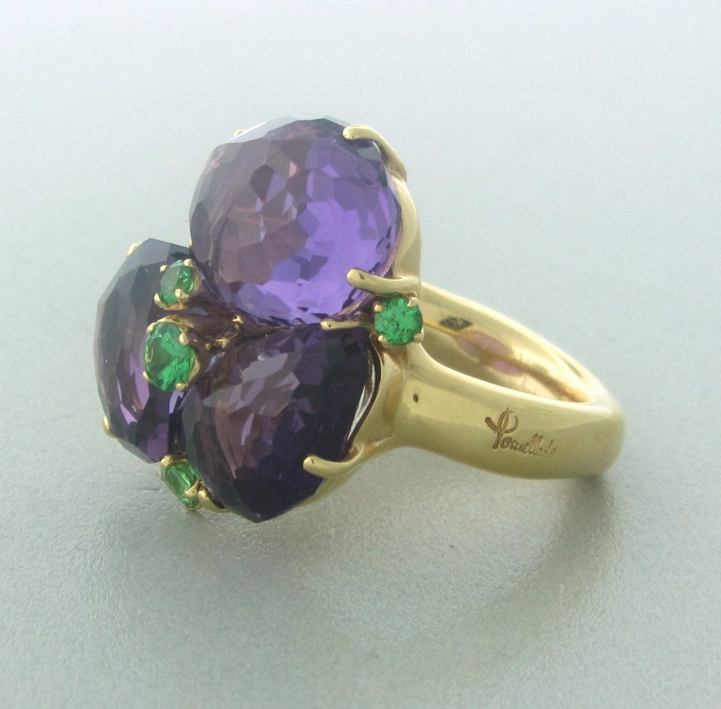18K ROSE GOLD	
AMETHYST
TSAVORITE
MEASUREMENTS 	RING SIZE - 6 1/2, RING TOP IS 21mm  22mm   (INCH=25mm)
MARKED:POMELLATO,750,3149AL

WEIGHT:18.9 g