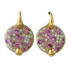 Pomellato Sabbia Gold Diamond Pink Sapphire Earrings