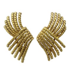 Tiffany & Co Jean Schlumberger Gold V Rope Earrings
