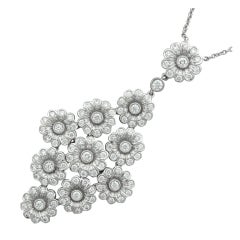 Tiffany & Co Platinum Diamond Floral Pendant Necklace 1