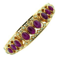 LALAOUNIS Arabesque Ruby Diamond Gold Bangle Bracelet