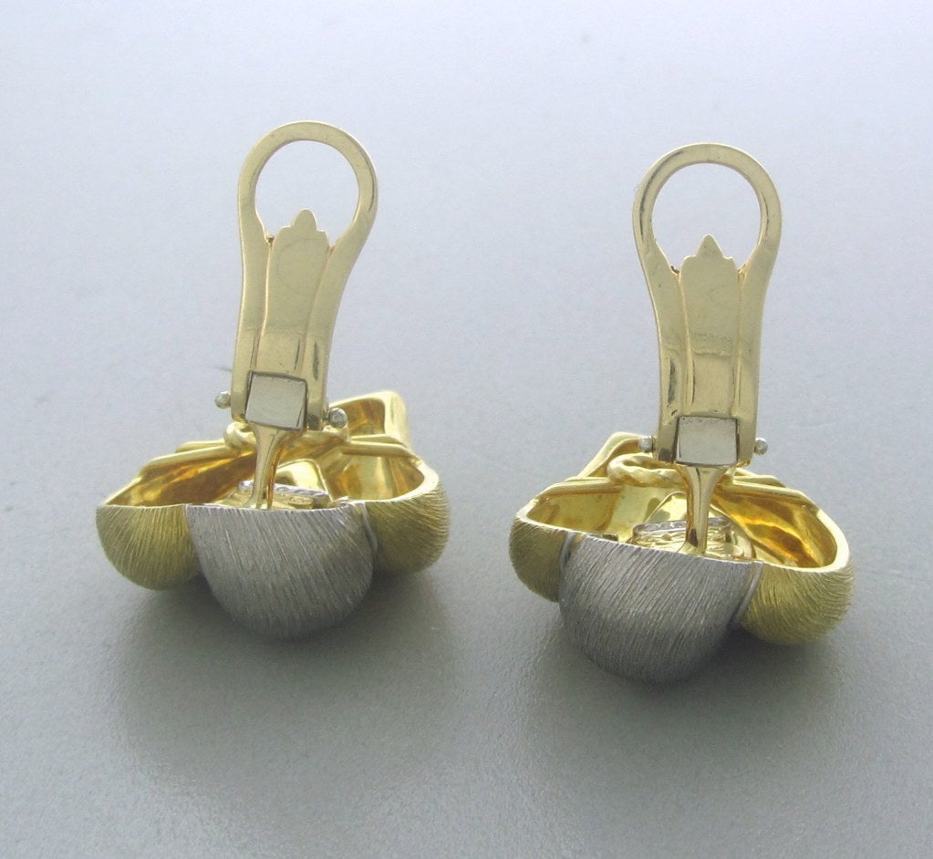 Women's Henry Dunay Gold Platinum Brushed Finish Earrings