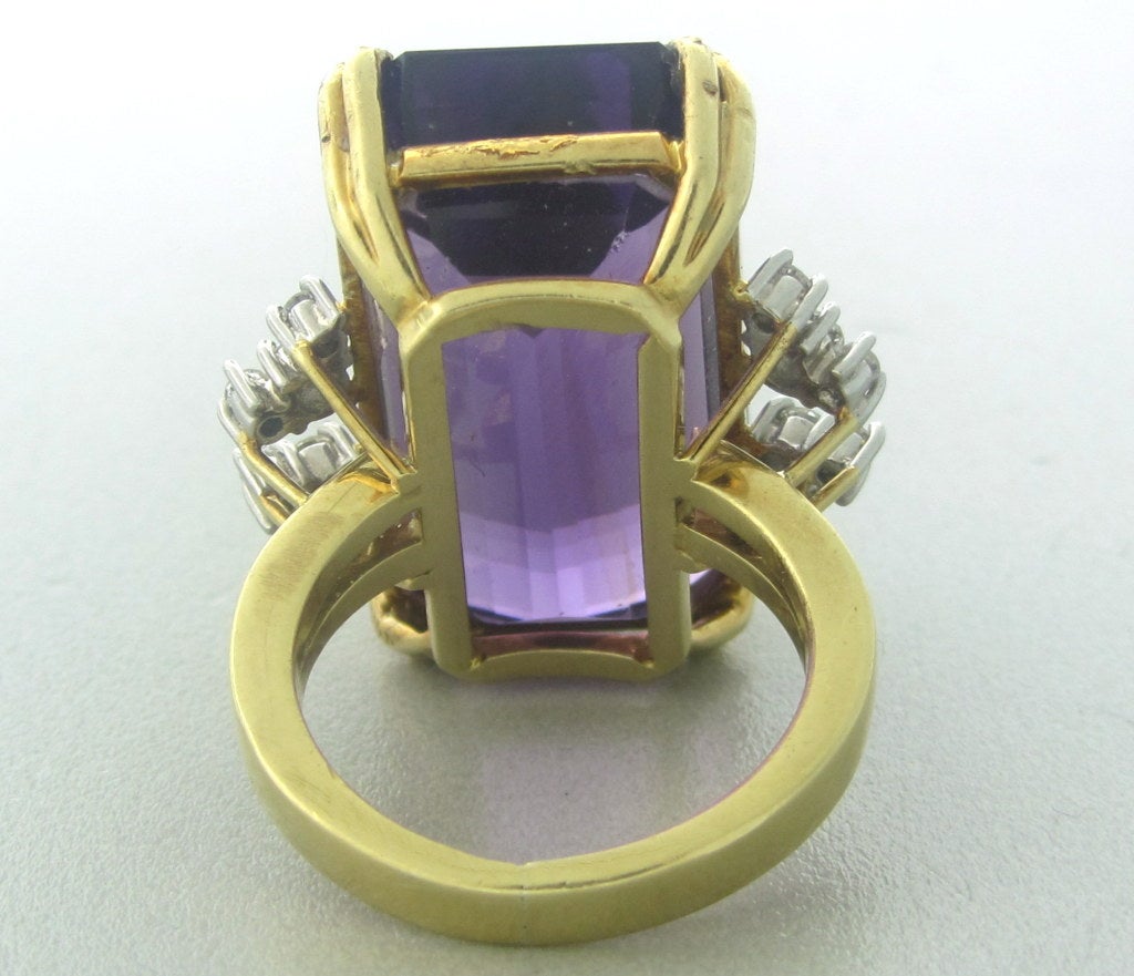 H Stern Gold Platinum Diamond Amethyst Ring In Excellent Condition In Lambertville, NJ