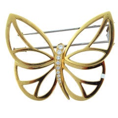 VAN CLEEF & ARPELS Gold Butterfly Diamond Brooch