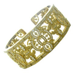 Judith Ripka Castle Collection Gold Diamond Cuff Bracelet