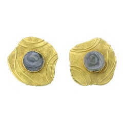 Elizabeth Gage Gold Gemstone Earrings 10