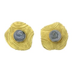 Elizabeth Gage Gold Gemstone  Earrings
