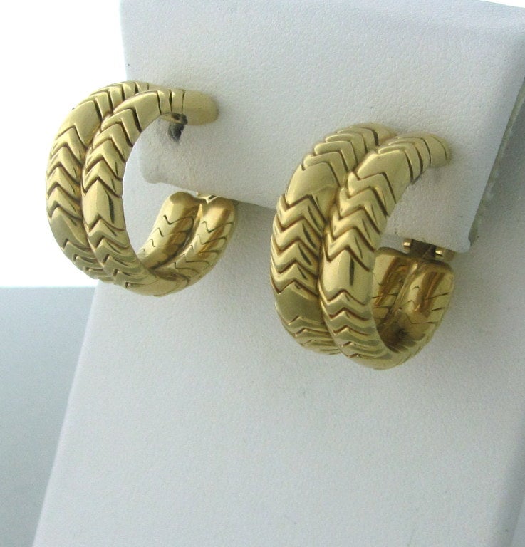 Women's Bulgari Spiga Gold Hoop Earrings