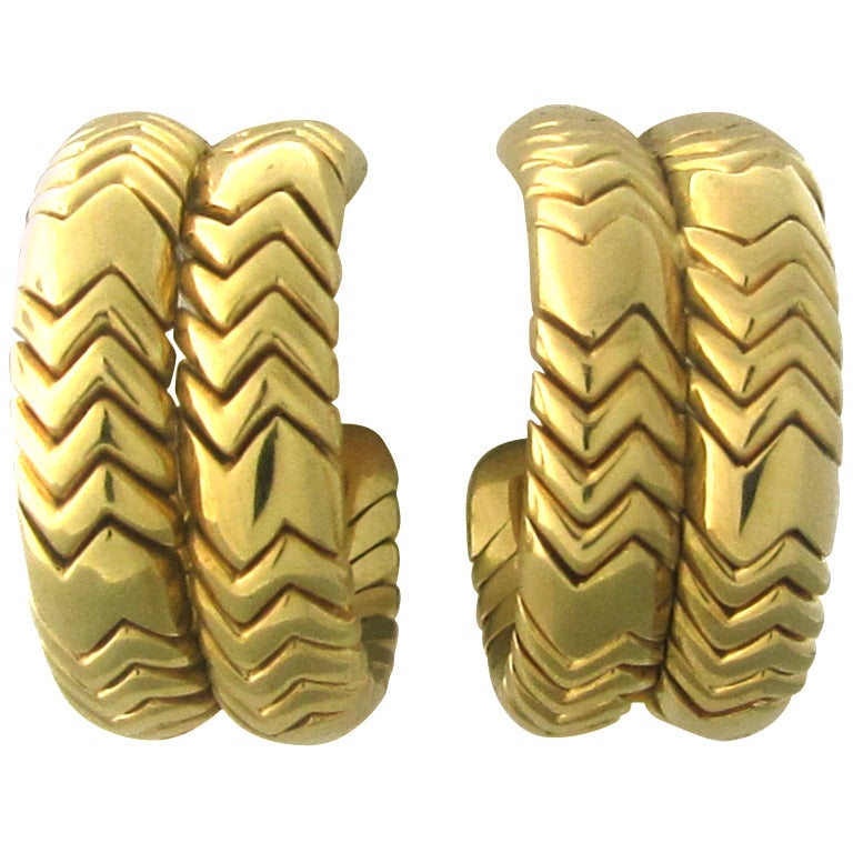 Bulgari Spiga Gold Hoop Earrings