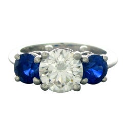 Tiffany & Co Platinum 1.73ct Diamond Sapphire Engagement Ring