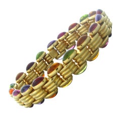 Bulgari Gold Gemstone Cabochon Bracelet