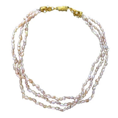 Arthur King Gold Pearl Diamond Necklace
