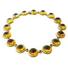 Antonini Gold Ruby Cabochon Faceted Citrine Necklace