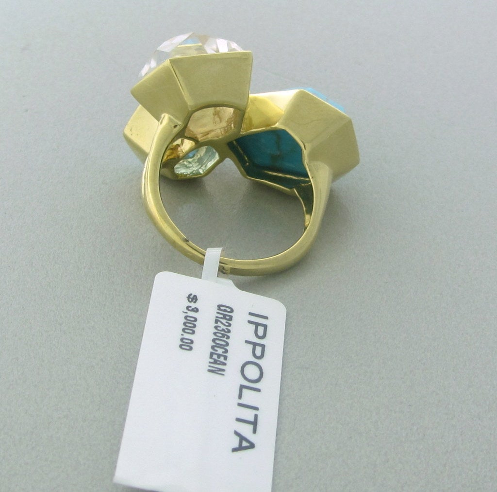 Ippolita Gold Ocean Combo Rock Candy Gemstone Ring In New Condition In Lambertville, NJ