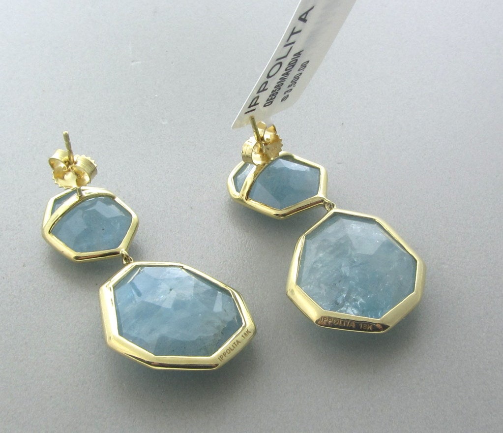 Women's Ippolita Gold Diamond Aquamarine Rock Candy Earrings