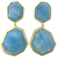Ippolita Gold Diamond Aquamarine Rock Candy Earrings