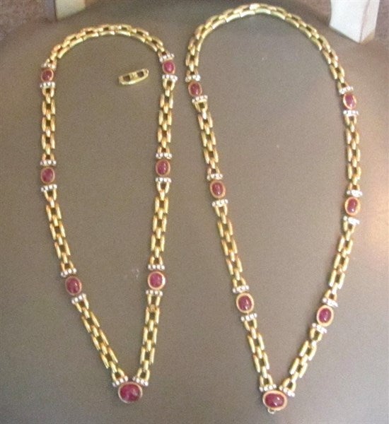 David Webb Gold Diamond Ruby Necklace Set at 1stDibs