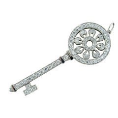 TIFFANY & CO Petals Platinum 1.18ctw Diamond Key Pendant