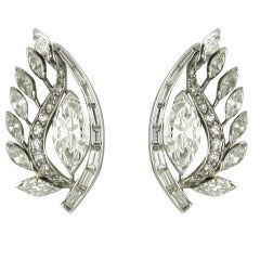 1950s Diamond  Platinum Earrings