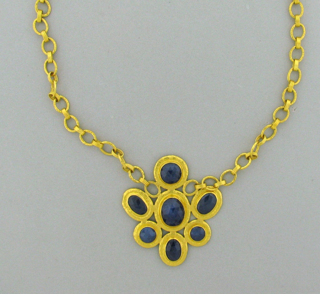 Gurhan Gold Sapphire Pendant Necklace In Excellent Condition In Lambertville, NJ