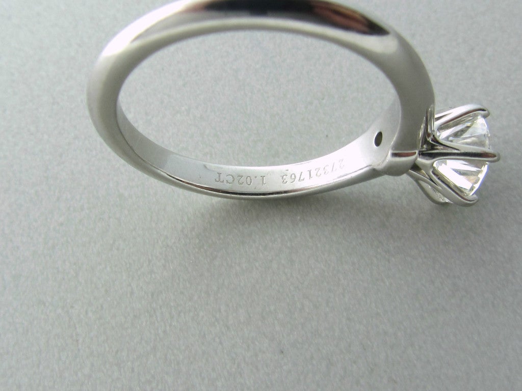 Women's Tiffany & Co Platinum 1.02ct Diamond Engagement Ring