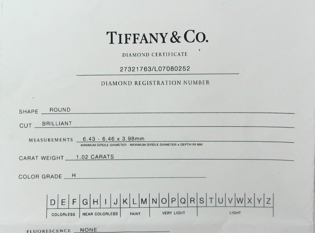 Tiffany & Co Platinum 1.02ct Diamond Engagement Ring 1