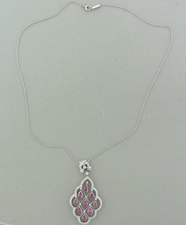 Women's Tiffany & Co Platinum Sapphire Diamond Pendant Necklace