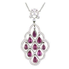 Tiffany & Co Platinum Sapphire Diamond Pendant Necklace 2
