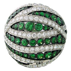 Asprey Gold Diamond Tsavorite Ring